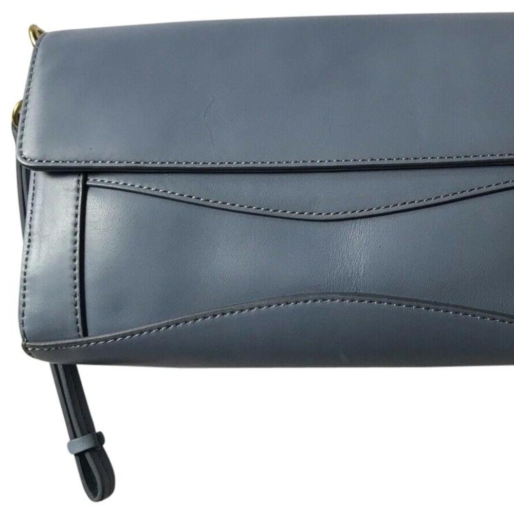 J Crew Medium Light Blue Leather Clutch